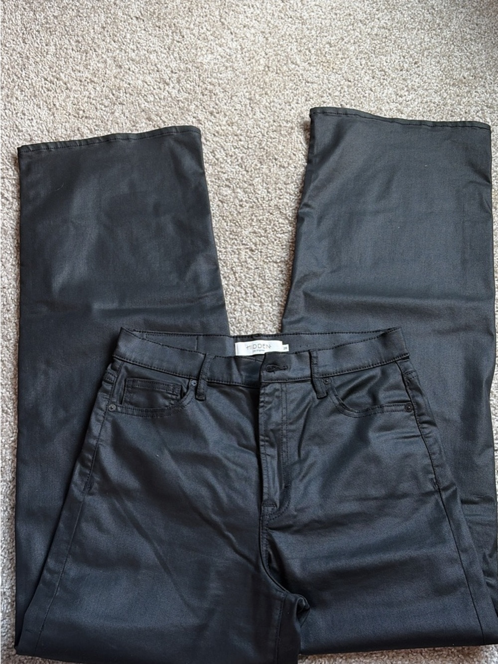 Women’s Black Flared Coated Jeans by Hidden
